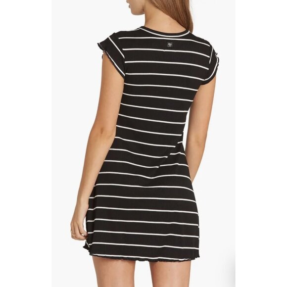 Billabong Black & White 90s Y2K Retro Inspired Striped Crewneck Mini Shift Dress - Picture 11 of 16
